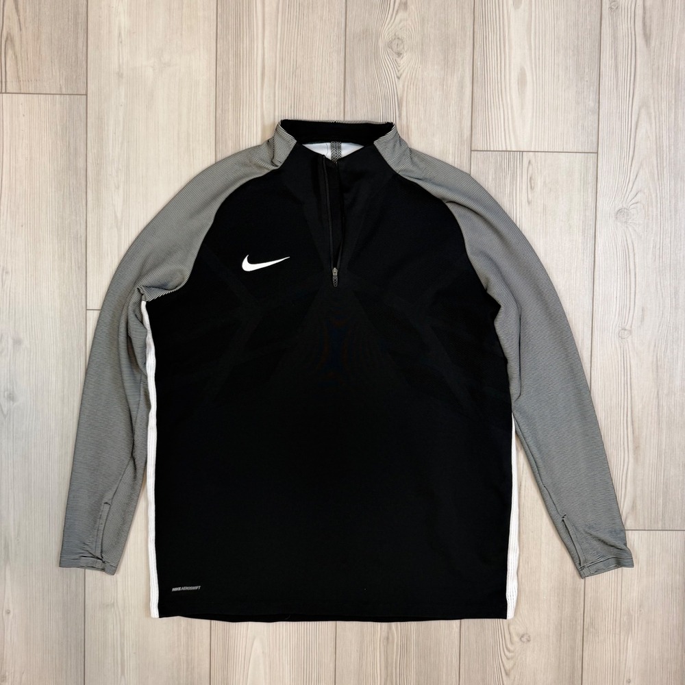 Nike Aeroswift Strike Drill Soccer Top Mens XL Black Grey 1/4 Zip 807034-018